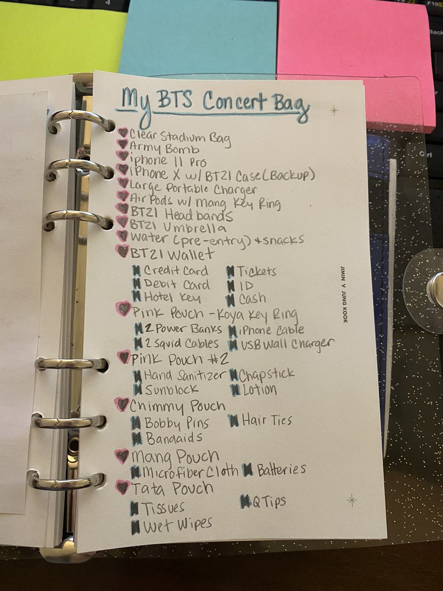I made a BTS Concert Bag checklist! This is tailored to me and what I need but feel free to look for ideas for your bag! #BTSTOUR2020 #BTS_TEXAS <a href="/BTSinTEXAS/">BTS in TEXAS</a> <a href="/BTS_twt/">방탄소년단</a> I made this in abt an hour so I hope I didn’t forget anything lmao