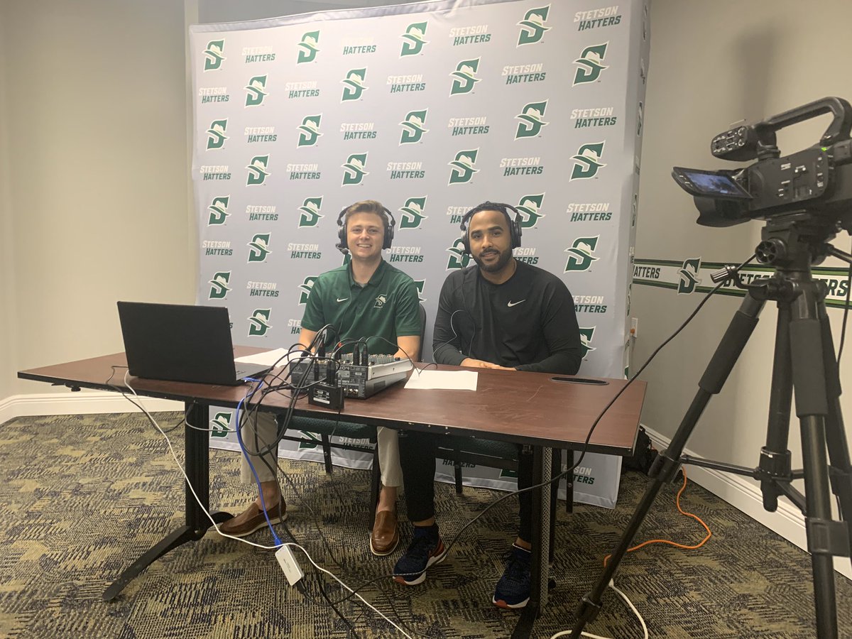 Kenny_Schier's tweet photo. Behind the scenes with @StetsonMBB Director of Operations @Louie_Gooz #WeAreStetson #StetsonCoachesShow https://t.co/KqJWm0iirr