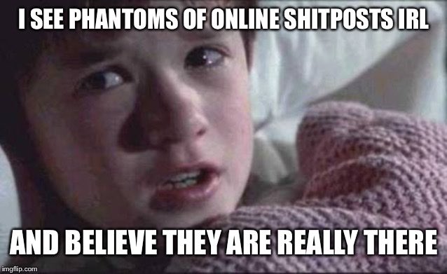 I see phantoms of online shitposts IRL and believe they are really there
