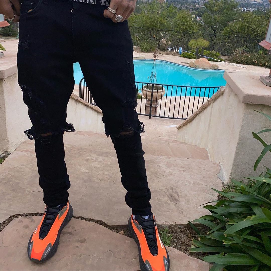 yeezy boost 700 wash orange outfit