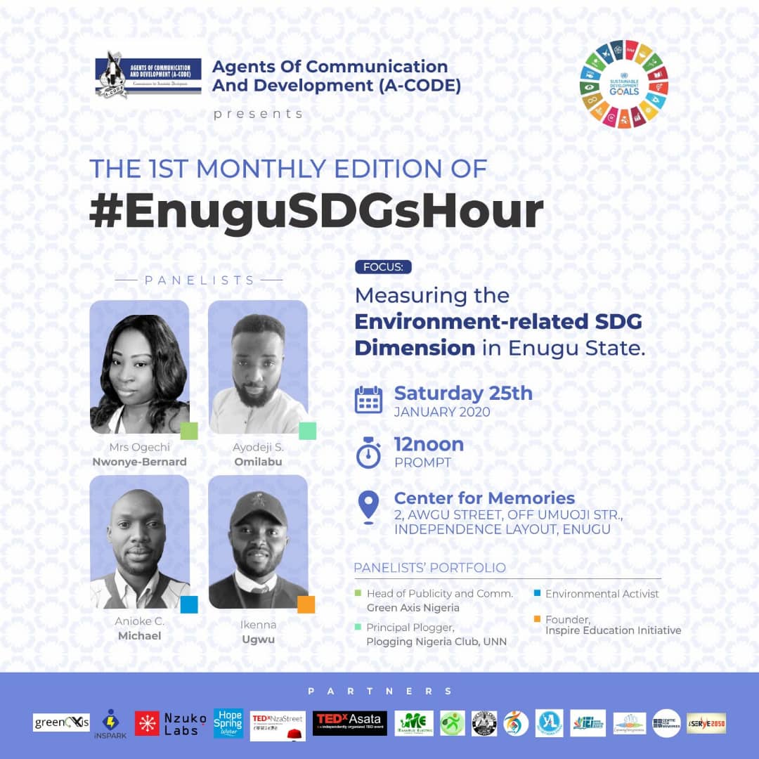 @Coal_City @kiddiesdom @OaklandsHotel @TEDxAsata @8Wells @oukwuani @udoilo @ploggingclubunn @Agentsofcom invites you to the maiden edition of #EnuguSDGsHour - an idea-sharing hub geared at inspiring action, raising awareness, visibility and impact of SDGs implementation in Enugu State this Decade of Action. @SDG2030
#EnuguEventsCalendar
#EventsEastNG #EventsEastNG