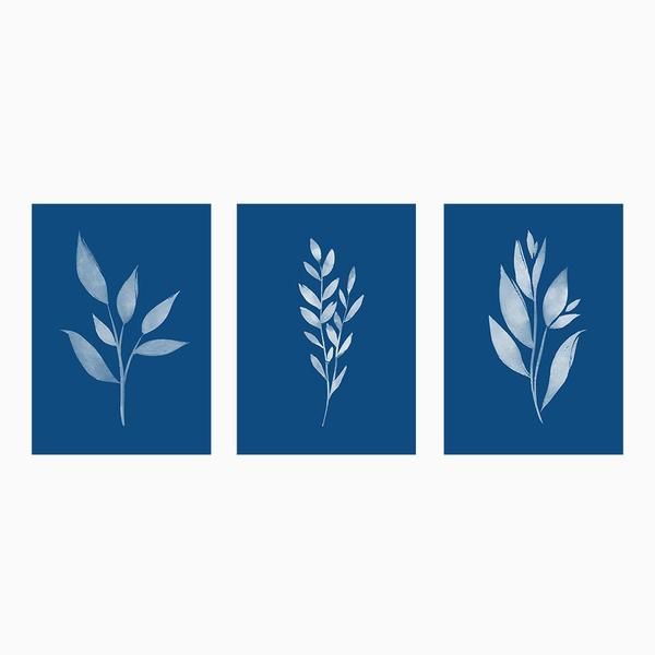 TheColorBee's tweet image. Classic Blue &amp;amp; White Leaf Art Prints