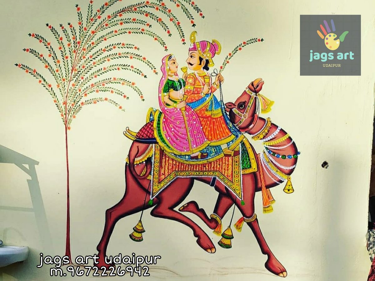 jagsartindia's tweet photo. #wallart #udaipurart #udaipurblog #mewarart #wallpainting #rajasthanipainting #mewar #camel #dholamaru #udaipurwallart https://t.co/eprNTIXvvD