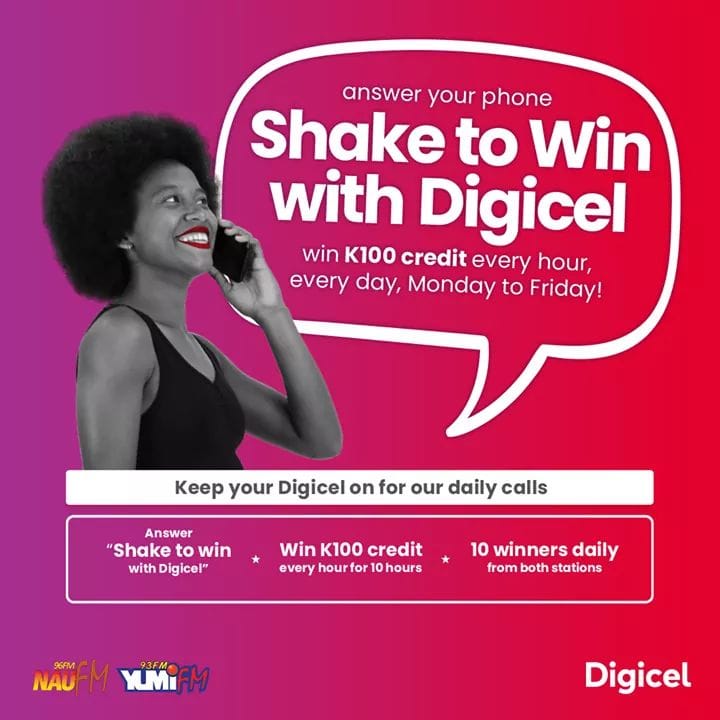 DigicelPNG's tweet photo. ๐ฃSHAKE TO WIN WITH DIGICEL!๐ฃ
Just answer your phone saying, "Shake to Win with Digicel" and K100 FREE CREDIT is yours!
You may be one of 20 customers who will be called every day, from Monday to Friday on NauFM and YumiFM.
#ShakeToWinwithDigicel #K100FreeCredits #20CallsDaily https://t.co/0bJy4MeaeH