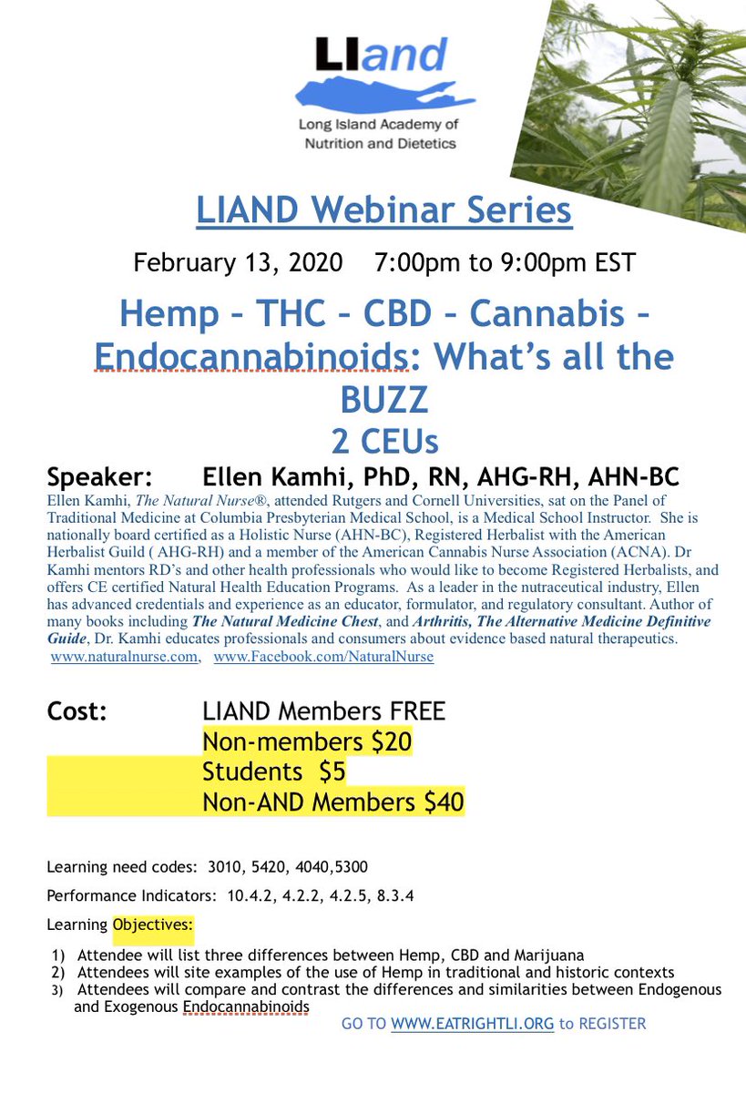 LIAND (@eatrightli) on Twitter photo Register now for webinar and earn 2 CEU’s. 2/13, 7-9 PM, Monday. Free for members. <a href="/EatRightNewYork/">NY State Academy of Nutrition & Dietetics</a> <a href="/EatRightWNY/">WNYDA</a> <a href="/GNYDA/">GNYDA</a> <a href="/eatrightPRO/">eatrightPRO</a> Register now for webinar and earn 2 CEU’s. 2/13, 7-9 PM, Monday. Free for members. <a href="/EatRightNewYork/">NY State Academy of Nutrition & Dietetics</a> <a href="/EatRightWNY/">WNYDA</a> <a href="/GNYDA/">GNYDA</a> <a href="/eatrightPRO/">eatrightPRO</a>