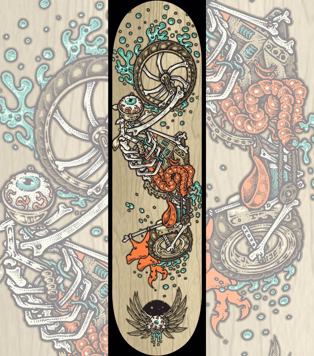 deathinkart's tweet photo. New deck art available now! #skateart #skateboarding #artforsale #motorcycleart #chopper https://t.co/PL0Yt7CGVo