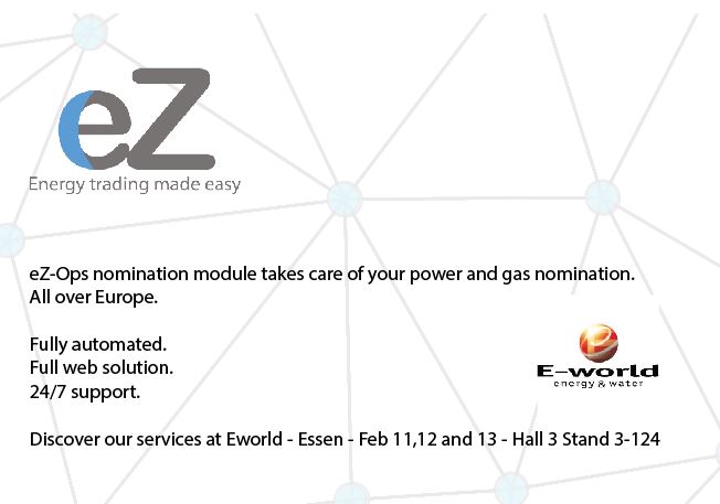 eZ_nergy's tweet photo. Discover how 40+ European power and gas market participants take advantage of our eZ-Ops software.

Book a meeting now for Eworld! https://t.co/DUG2aGPVWX

#EworldEssen #Energytrading #Power #Gas #EnergyMarkets https://t.co/5FgJq7zRHK