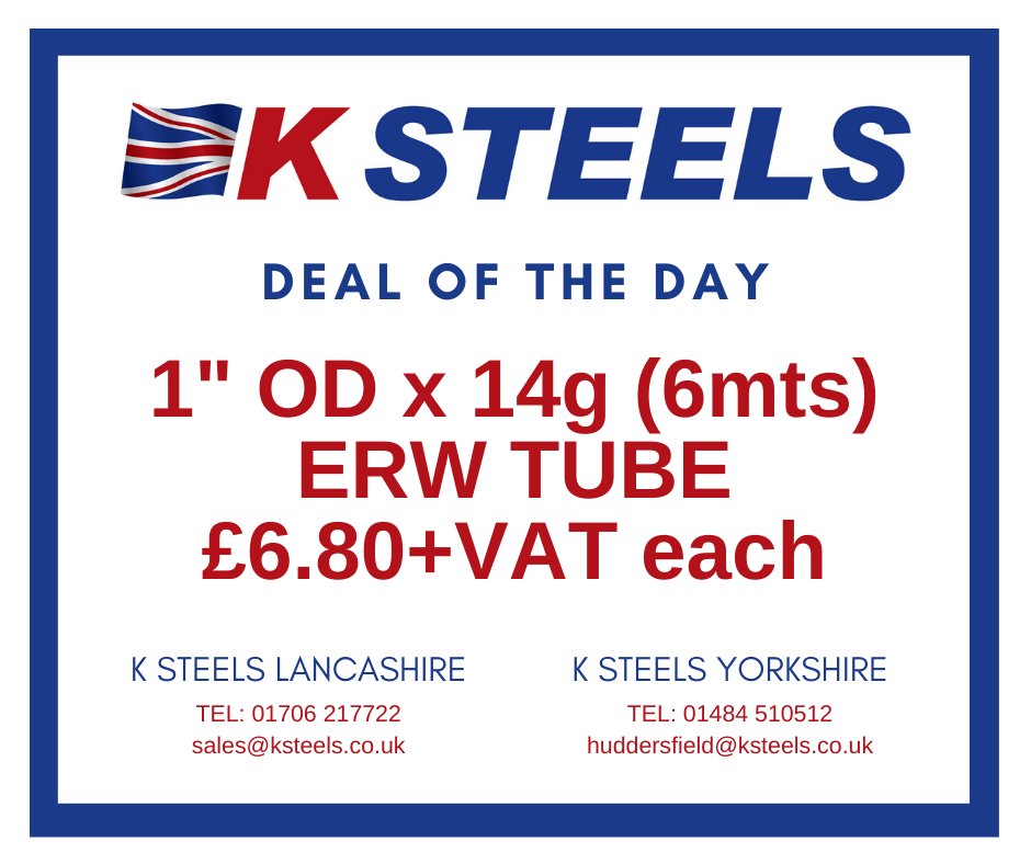 AVAILABLE NOW FOR COLLECTION OR DELIVERY FRIDAY 👍

𝙔𝙤𝙧𝙠𝙨𝙝𝙞𝙧𝙚 𝘽𝙧𝙖𝙣𝙘𝙝
Tel: 01484 510512
huddersfield@ksteels.co.uk

𝙇𝙖𝙣𝙘𝙖𝙨𝙝𝙞𝙧𝙚 𝘽𝙧𝙖𝙣𝙘𝙝
Tel: 01706 217722
sales@ksteels.co.uk

#steel #steelstockholder #delivery #collection #ksteels