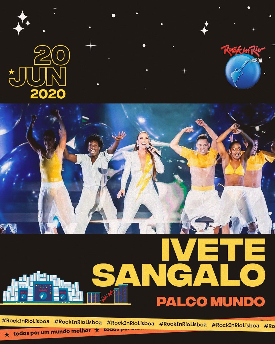 Uma coisa é certa: dia 20 de Junho é para tirar o pé do chão! 😍💃🏼🇧🇷⠀
<a href="/ivetesangalo/">Ivete Sangalo</a> promete um concerto especial na sua 10 ª atuação no Palco Mundo! ⠀
⠀
#RockinRioLisboa #RockinRio2020 #IveteSangalo ⠀
