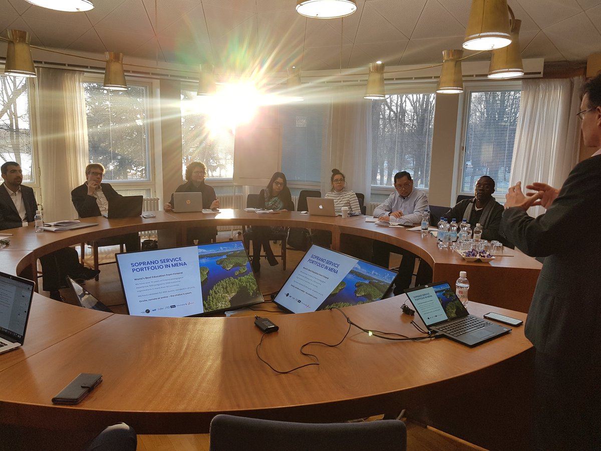 The future of #FinlandEducation is bright - all over the globe. #Collaboration is the key to success. <a href="/ArtoTenhunen/">Arto Tenhunen</a>, Founder and CEO of <a href="/SopranoOyj/">Soprano Plc - The leading Nordic training company</a> presents #Lifelonglearning to international journalists from the UAE in anticipation of  <a href="/FinlandExpo2020/">Finland at Expo 2020 Dubai</a> at @expo2020dubai.