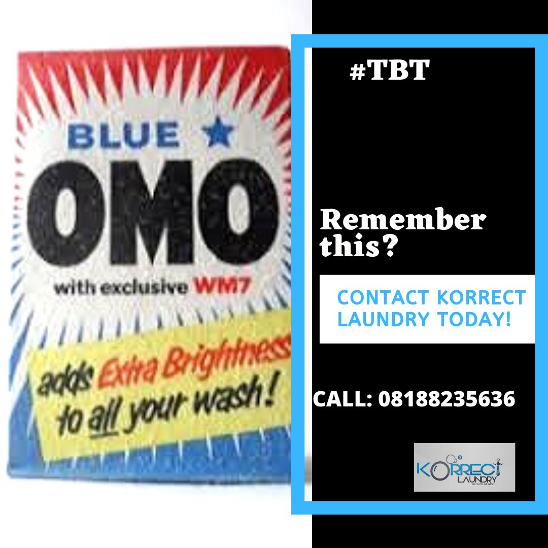 Korrectlaundry's tweet image. The good old days when OMO detergent was blue in color.
If you know, you know 😉
DM/Call us today for affordable dry cleaning services. 
#korrect #clothes #handwash #laundrybasket #nigeria #africa #wcw #tbt #thursday #africa #nigeria