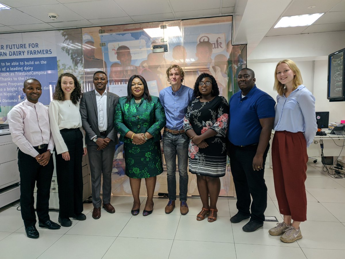 mdairy_ng's tweet photo. #tech4Ag co-founders @renascentafrica @OyewaleAbioye1 & 3 Dutch students had the pleasure of presenting #mDairy; an integrated #digital solution for #sustainable #dairy farming yesterday at @FrieslndCampina Wamco. @NLinNigeria @EllenvanAndel #agtech. https://t.co/yVpnr0puA4 https://t.co/PqvhtwKmwu