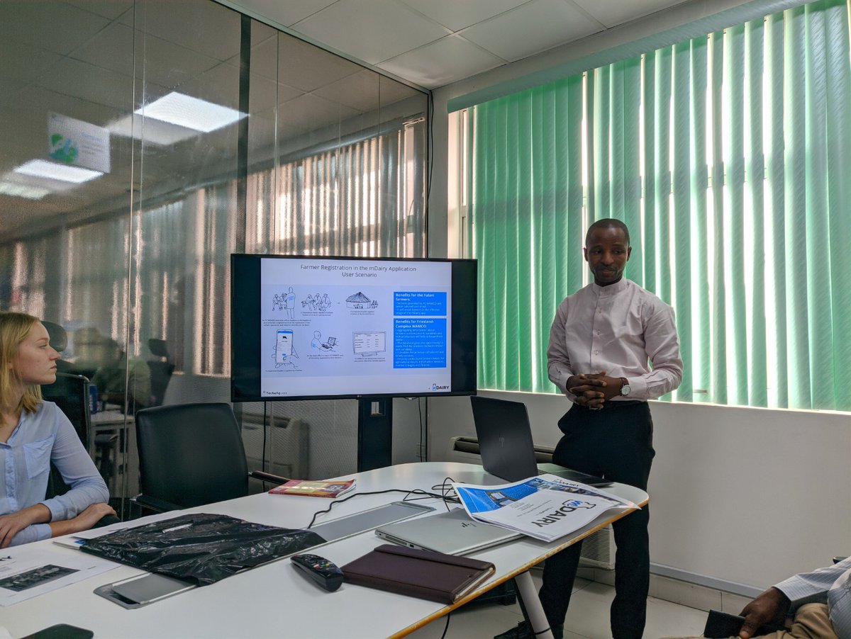 mdairy_ng's tweet photo. #tech4Ag co-founders @renascentafrica @OyewaleAbioye1 & 3 Dutch students had the pleasure of presenting #mDairy; an integrated #digital solution for #sustainable #dairy farming yesterday at @FrieslndCampina Wamco. @NLinNigeria @EllenvanAndel #agtech. https://t.co/yVpnr0puA4 https://t.co/PqvhtwKmwu