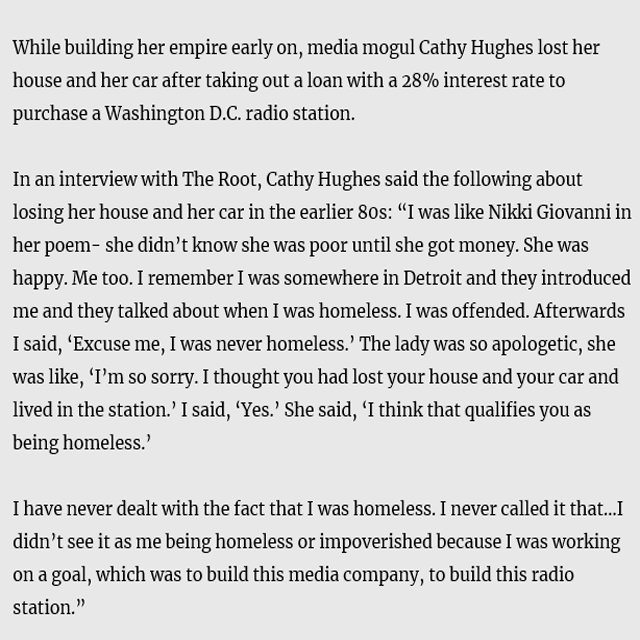 Cathy Hughes On Losing Her Home As A Young Entrepreneur #HMLSNewYorker #HomelessNewYorker