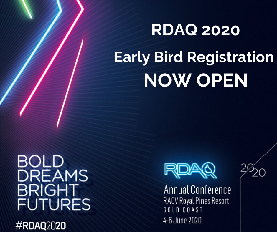 RuralDocsQ's tweet photo. #RDAQ2020 Launch: This year’s annual conference will be even bolder and brighter. Flick the switch and register today!
Early Bird Registration NOW OPEN! https://t.co/cUSb0ZBNS1 https://t.co/STbv2mj9xk