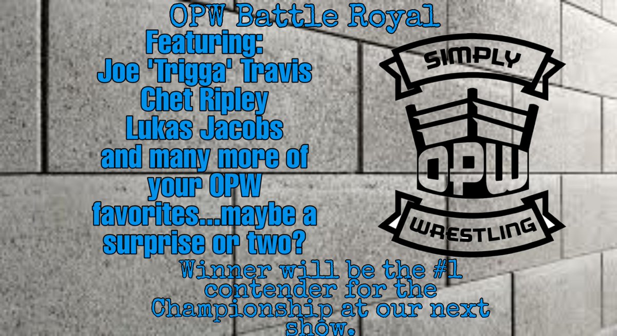 OptimumPW's tweet photo. Hey OPW fans! @DeweyWellington has a contract for an OPW title match any time he wants, but in the mean time we need a #1 contender for our next show to face the winner of @THELoganJames1 and @LilNYGhTQuIL. This battle royal will decide that challenger. Be there February 7th! https://t.co/R9HbYH0KF3