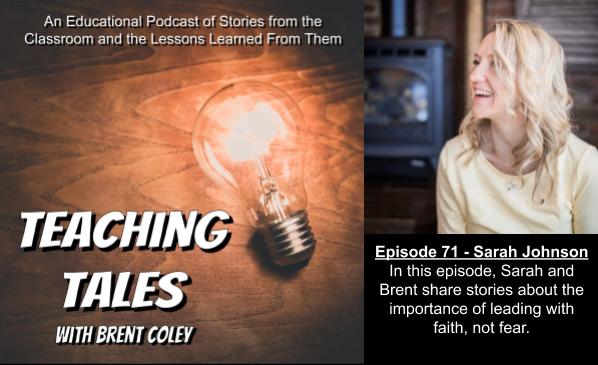 brentcoley's tweet image. E71 of #TeachingTales - In this episode, 
@SarahSajohnson and I share stories of the importance of leading with faith, not fear.
brentcoley.com/podcast
stitcher.com/podcast/httpww…
#EduInfluence #LeadwithFaith #BalanceLAP #podcastedu #edumatch