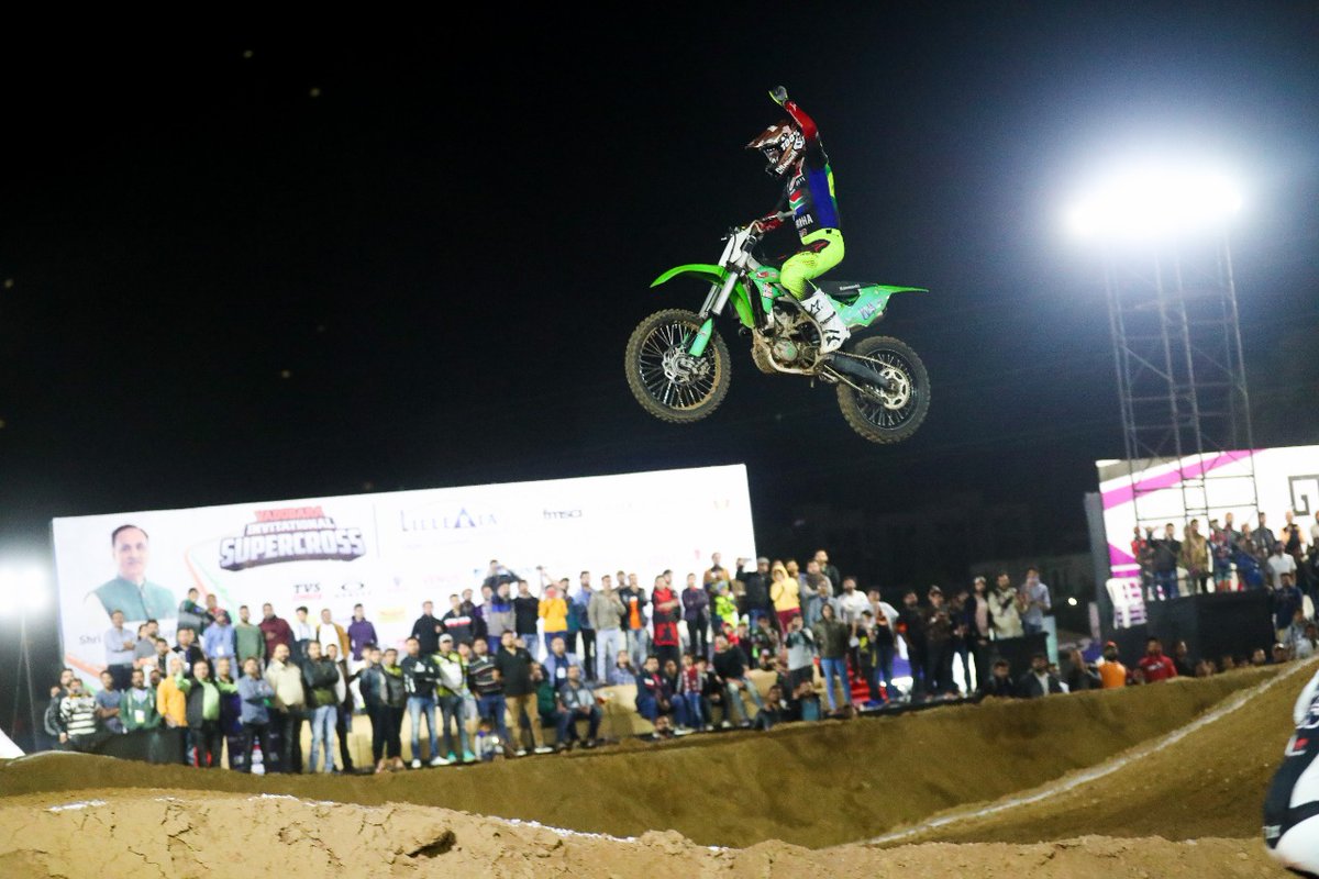 VSupercross's tweet photo. Heartiest congratulations to this Champ @AnthonyRaynard of team Aditya and Safalya group for winning SX1 title at Vadodara Invitational Supercross 2020. #vadodarasupercross #feelalive #aashansports @punesupercross @fmsci @lilleriagroup2 @redbullindia https://t.co/yJ37RSgpKq