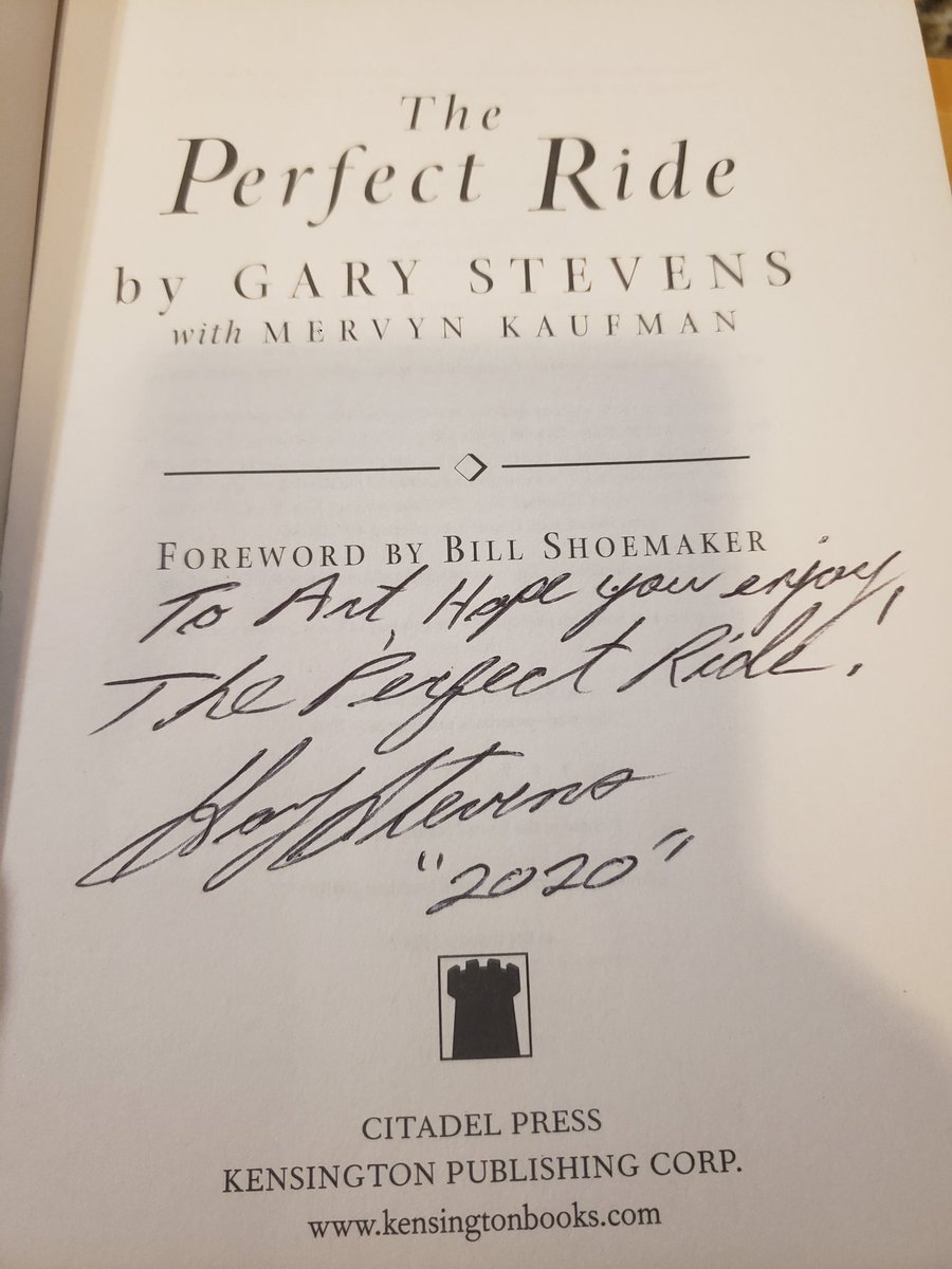 riverart9's tweet photo. Thanks to @GStevens_jockey for the signature copy of #ThePerfectRide 
In a time where racing is being scrutinized, this man has left a positive mark on the industry. Eager to read this book. https://t.co/LjipnRCbVw