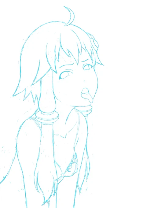 ここまで描いておきながら、破り捨てて別の絵を描こうとしてしまう私。
こいつがすでに3枚目…

エロスがたりんのじゃー!! 
