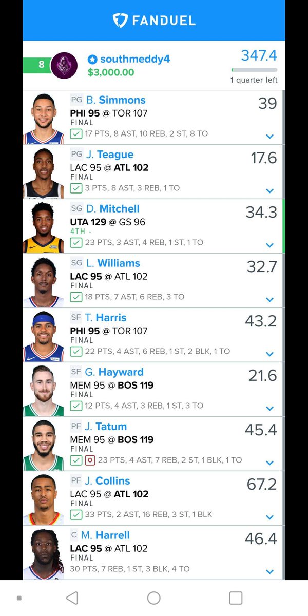dfsmoneymakers2's tweet photo. We win again! Lets go come join us! 30 retweets and ill give two people who retweet this a FREE lineup for Thursday! Did it Wednesday and they won! DM to get in on lineups!
#DFS #NBA #Fanduel https://t.co/hWfFx9pIzZ