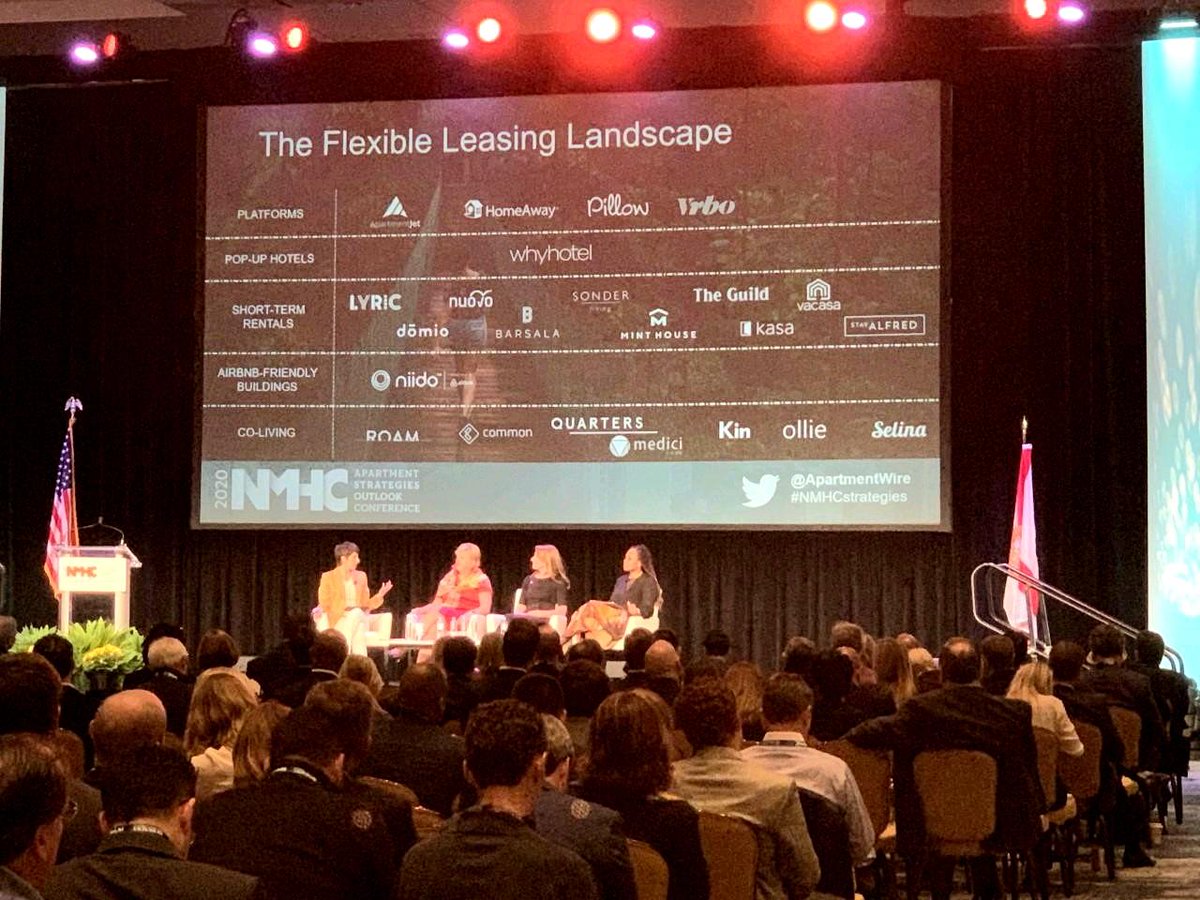LakePaine's tweet photo. New brands dominated the "flexible leasing" discussion at #nmhc National Multi-Housing Council Apartment Strategies Outlook Conference #apartments #whyhotel #sonder #stayalfred https://t.co/AeDhaagX1E