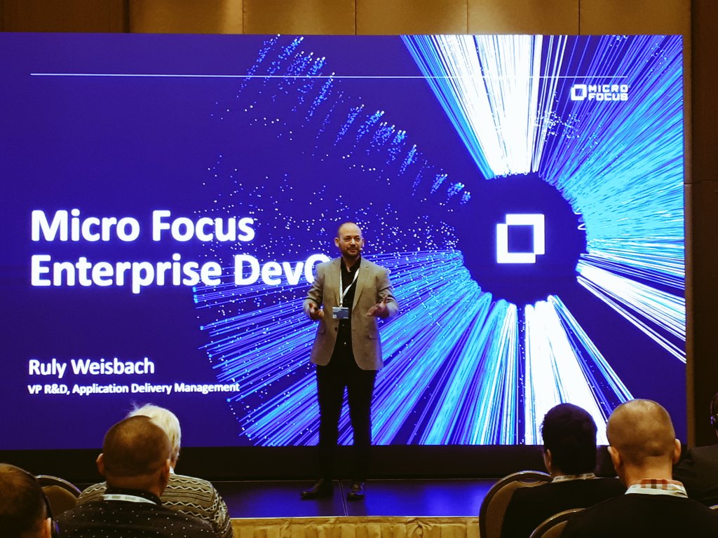 GCretescu's tweet photo. We invite on the stage Ruly Weisbach, VP, R&D
Application Delivery Management to talk about Enterprise DevOps and how to build and deliver better software faster. #MicroFocusExperience Tour 2020 Kyiv. Powering #DigitalTransformation https://t.co/QYGnNQ2uvL