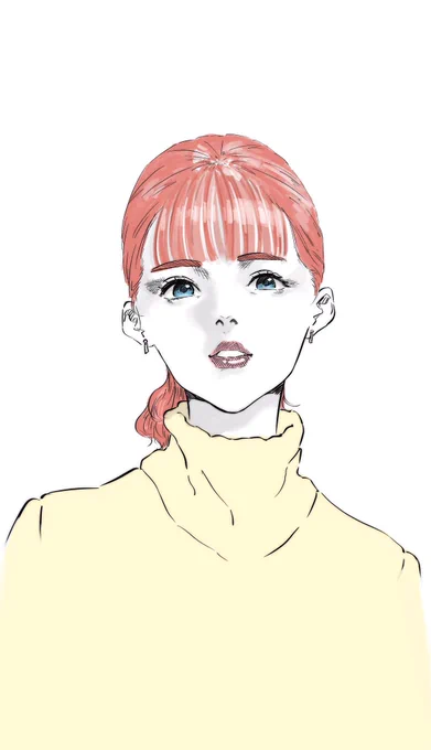 前髪の線は描かずにやった 
