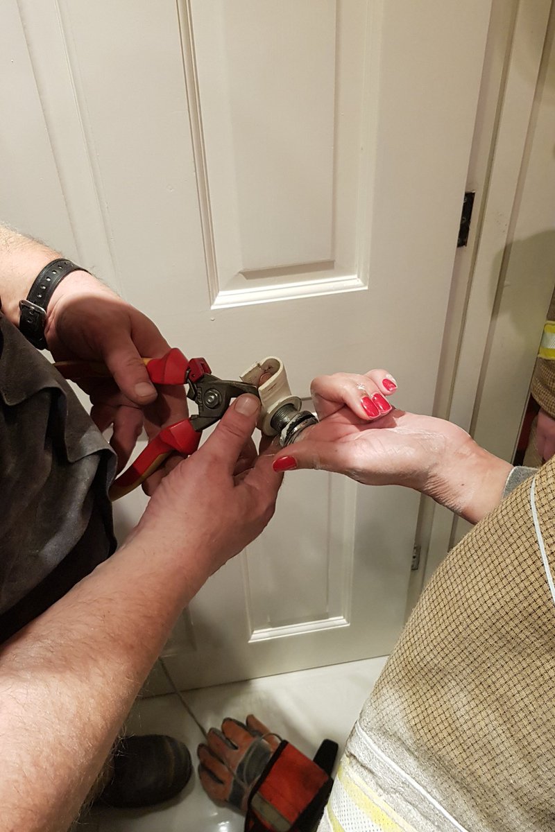 LondonFire's tweet photo. Our crews never know what they're going to get called to each day! Cutting a woman's finger free from a sink overflow pipe was a first for #Lewisham Station Officer Gary Deacon. Being a firefighter is #notjustfires https://t.co/thVdihAzwI https://t.co/Ct2g9VbRlI