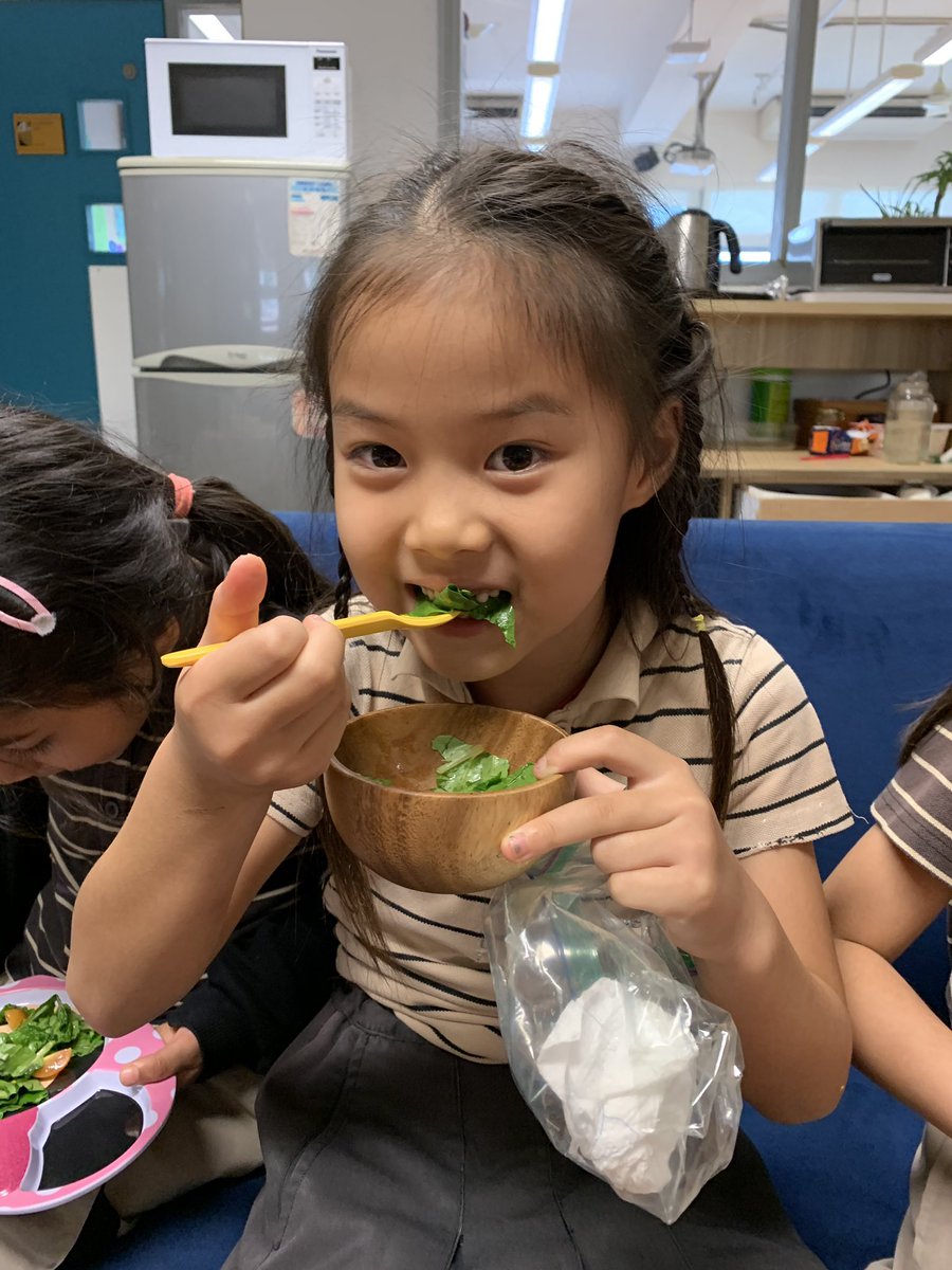 MsFitzY2's tweet photo. We harvested the greens from our hydroponics unit and bought some tomatoes from our urban farm club to prepare a garden salad 🥗 “It’s delicious and the best day ever!” #rchkpyp https://t.co/dPJlf45KYA