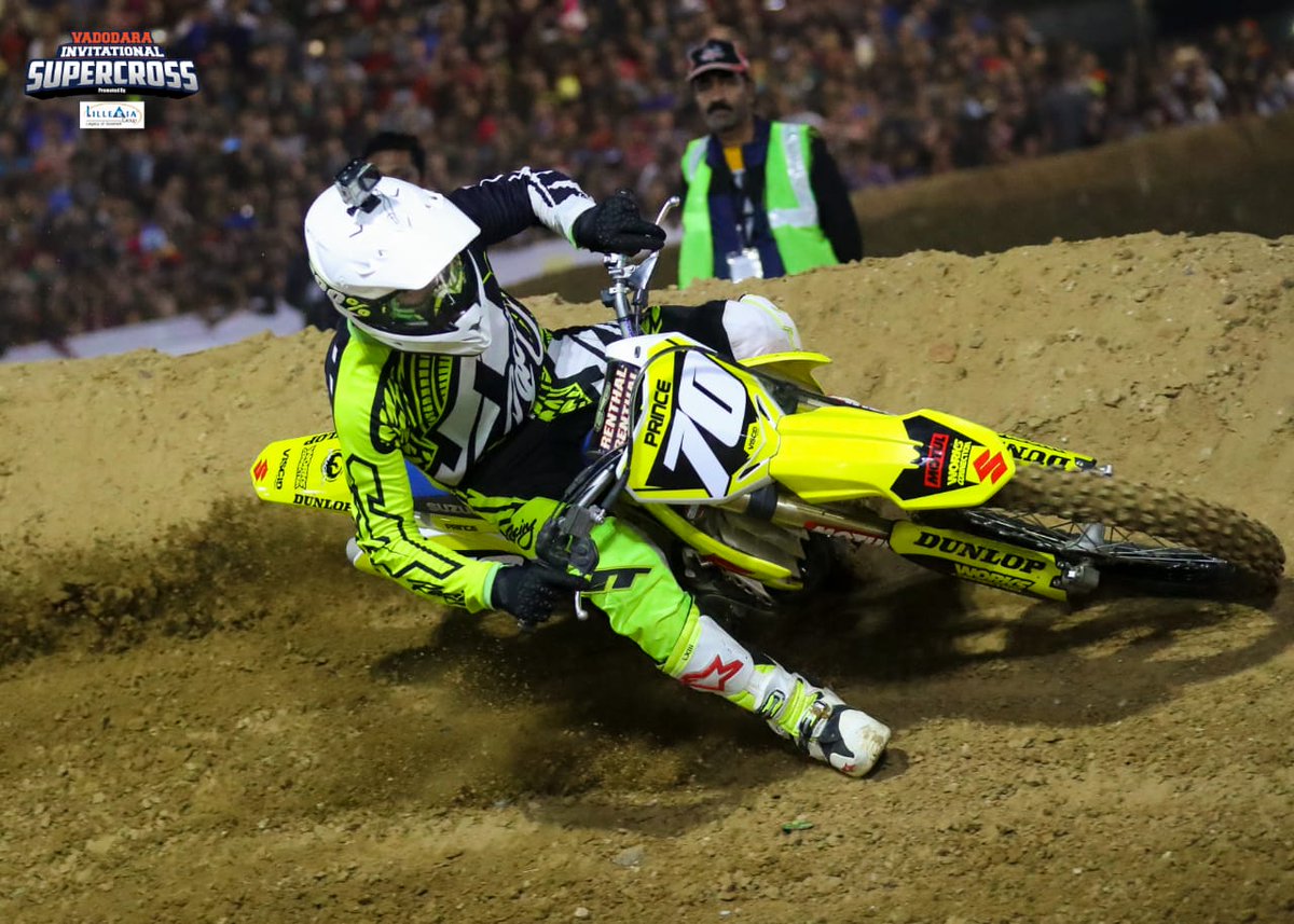 VSupercross's tweet photo. The Russian Contender #VitalyGusev finished 2nd on the podium overall. #vadodarasupercross #feelalive #aashansports @punesupercross @lilleriagroup2 @fmsci @oakley @redbullindia https://t.co/Fnysf4KO7c