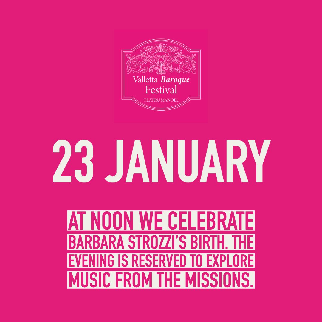 BaroqueFestival's tweet photo. Today starts with a celebration of Barbara Strozzi's birthday and ends in a feast of Baroque music from Bolivia! More information & Tickets > https://t.co/lib7eDI964
#vbf20 #earlymusic #malta #ealrymusicfestival https://t.co/xa9YirzO2X