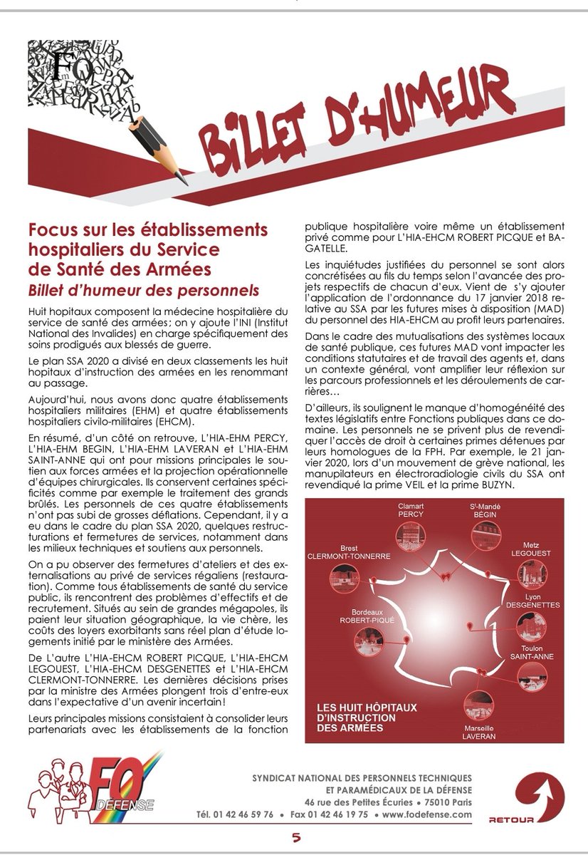 FOHIACT's tweet photo. 🔴🆕️ℹ ⚕Newsletter "FO GARDER LA SANTE"⚕ #FODéfense #FOSNPTP #FORCEOUVRIÈRE 🔴⚕N°1 #Janvier2020 https://t.co/9tlMsgMRz7