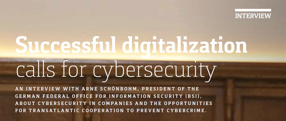 AmChamGermany's tweet photo. "#Digitalization is a crucial factor for productivity & economic growth in π©πͺ & successful digitalization calls for information #security," says @ArneSchoenbohm, President of the Federal Office for Information Security.
More in #commercegermany here π https://t.co/Milhn1ea1a https://t.co/2uw9cQGicA