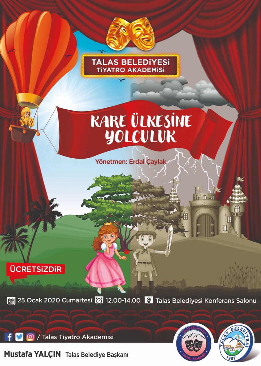 Perdemizi açıp çocuklarla buluşmamıza 2 gün kaldı. Kare Ülkesine Yolculuk, 25 Ocak Cumartesi günü saat 12.00 ve 14.00 da Talas Belediyesi Konferans Salonunda. Oyunumuz Ücretsizdir.