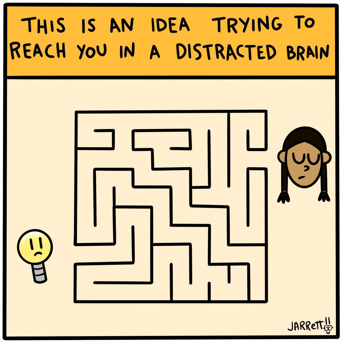 Jarrett_Lerner's tweet photo. I always encourage kids to make time every day, even just 5 minutes, to do NOTHING -- which can be a lot more challenging than it sounds. But I worry lots of great ideas die in our minds if we don't occasionally clear the way for them to reach us. "Boredom" can birth wonders. https://t.co/9Pkcclckh9