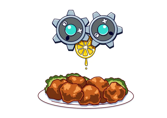 唐揚げにレモン?を絞ってくれる やさしいギアル 
#ポケモンと生活 