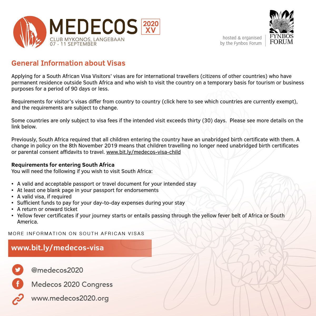 VISA Requirements for South Africa @Medecos2020 #International #Congress #fynbosforum #globalchange