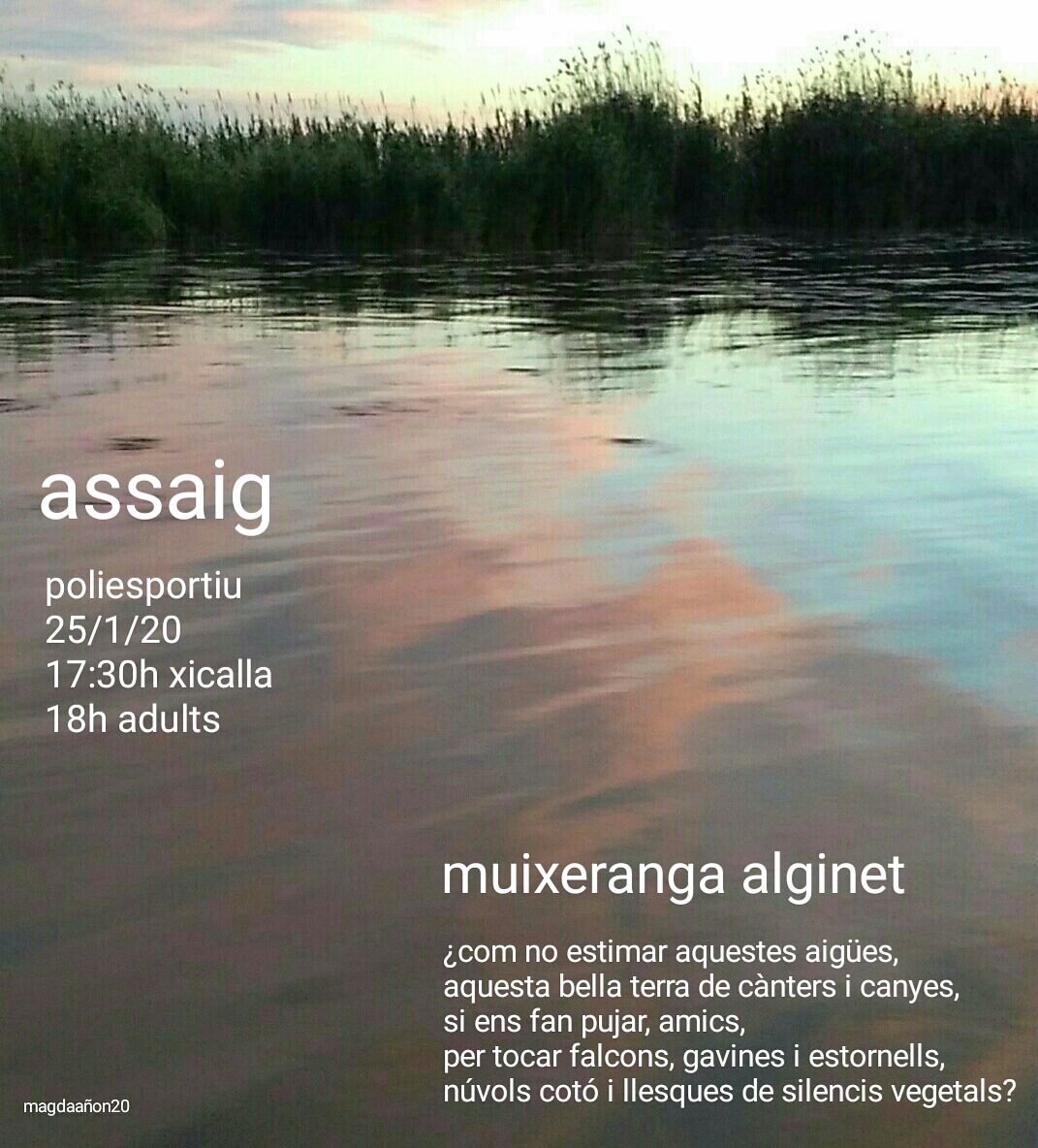 Dissabte 25, assaig al poliesportiu.

17:30 h xicalla
18 h adults

🍍🍍🍍🍍🍍🍍