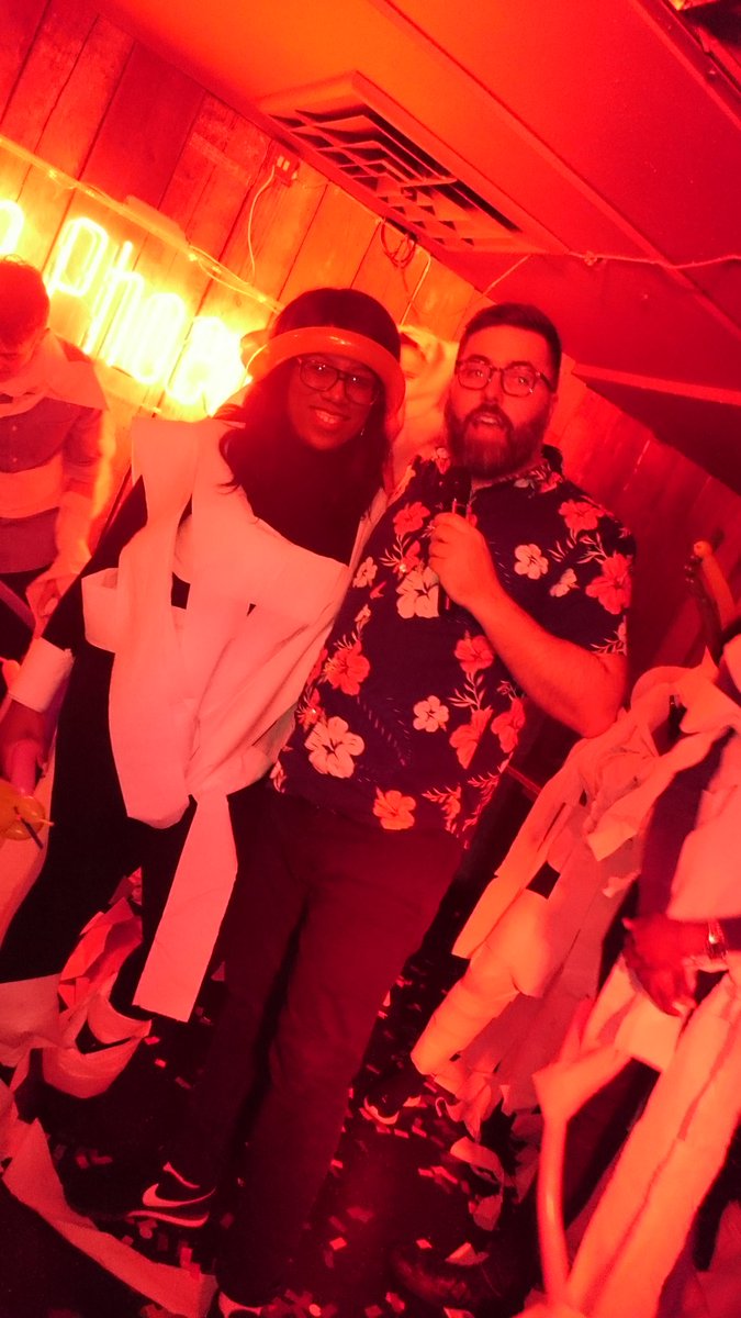 lmsquiz's tweet photo. Yummy Mummies gettin' their groove on at #LastManStanding quiz @thephoenix_w1 last night. Some amazing creations by the crowd using lots of rolls of @AndrexUK toilet paper! #WalkLikeAnEgyptian #YummyMummies #londonnightlife #gameshow #pubquiz #lmsquiz https://t.co/Z48hfRT1e6