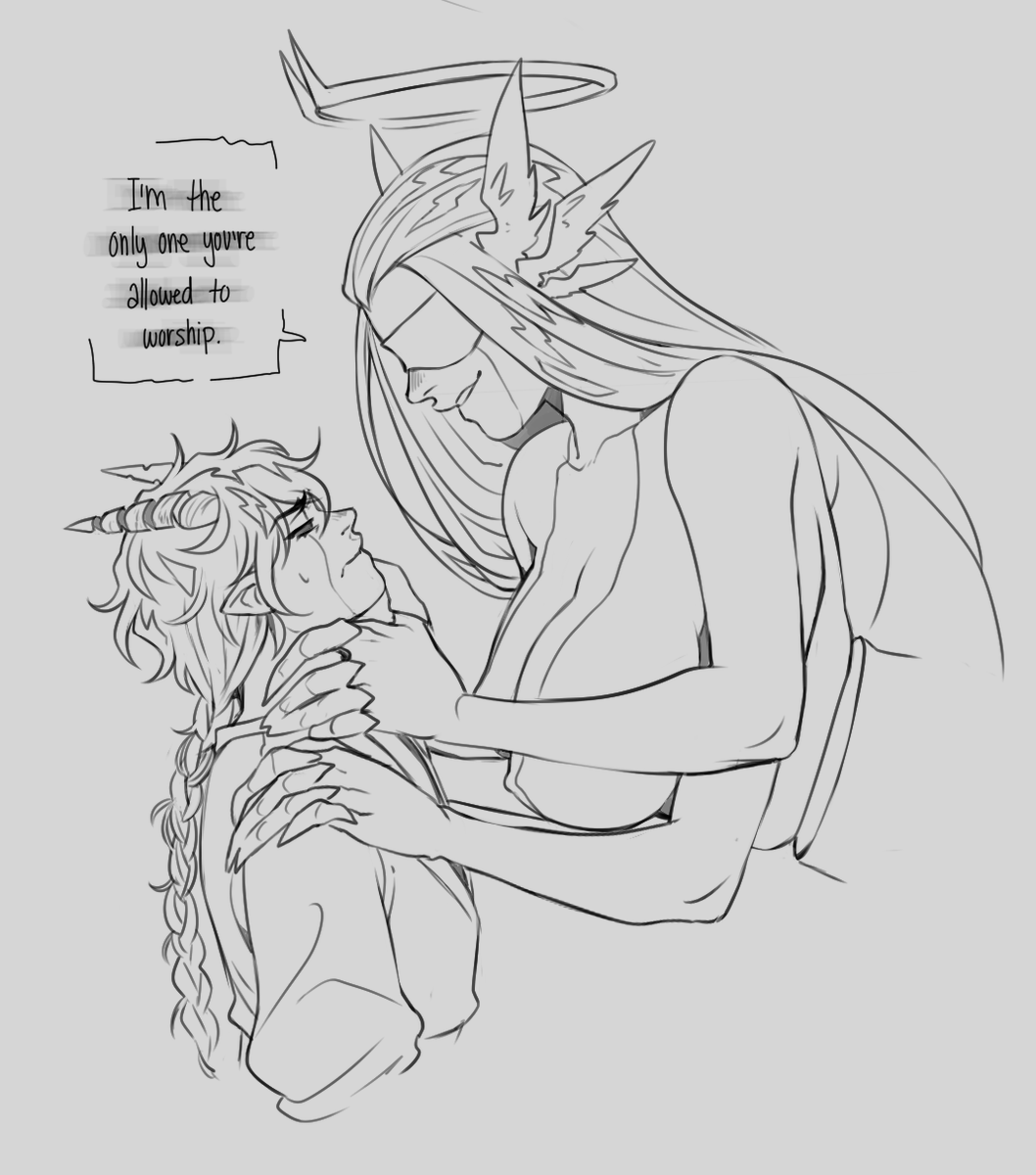 some sketches of my new dnd bby and his patron :3c 