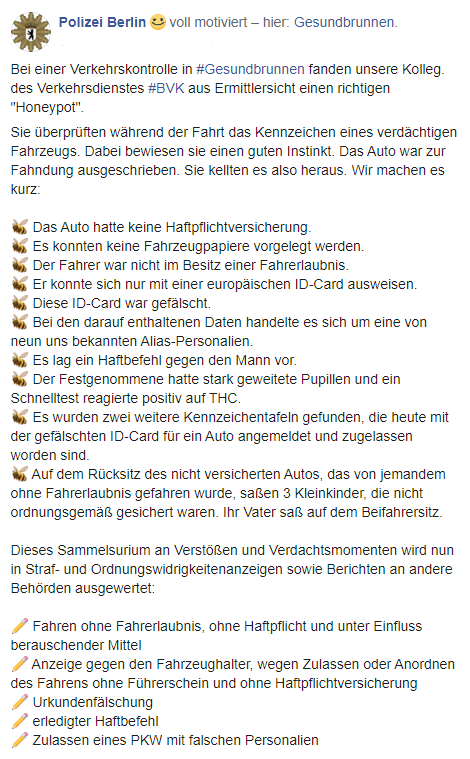 polizeiberlin's tweet photo. "Er hat angehalten."
(Anmerkung: Da der Tweet auf #280Zeichen begrenzt ist, haben wir uns darauf beschränkt, was ein Autofahrer bei seiner Kontrolle gestern in #Gesundbrunnen richtig gemacht hat.)
^tsm https://t.co/Y717IwH7yq