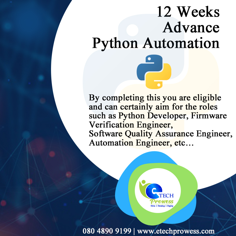 EtechProwess's tweet image. For More Details: etechprowess.com
or Call on: +91-7676651416
#PythonautomationtestingtraininginJPnagar
#PythonautomationtraininginJPnagar
#PythonautomationtestingtraininginBangalore
#PythonautomationtraininginJPnagarBangalore