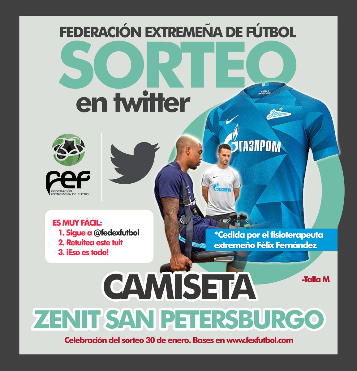 FedExFutbol's tweet photo. 🎲¡SORTEO! ✅Sigue a @FedExFutbol, 🔁Retuitea este tuit y hazte con esta camiseta del ZENIT DE SAN PETERSBURGO (@es_fczenit) cedida por el fisioterapeuta extremeño Félix Fernández | ¡ASÍ DE FÁCIL!🙈 | 🎄Celebración del sorteo el 30 de enero 👉¡VAMOS! #SorteosFEXF🎁 https://t.co/mMc9aQhWds