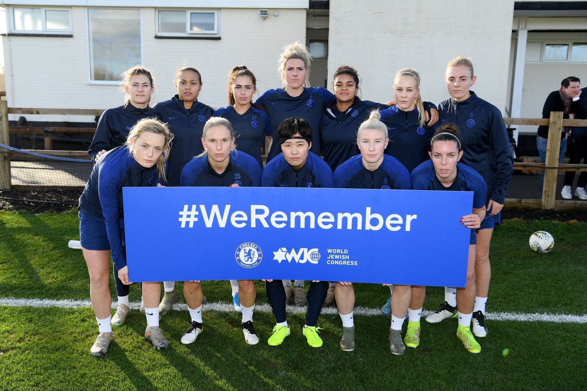 ChelseaFC's tweet photo. Players from throughout the club have shown their support for the @worldjewishcong #WeRemember campaign ahead of International Holocaust Remembrance Day. 

This is part of our #SayNoToAntisemitism campaign - educating our players, staff, fans and the community about antisemitism. https://t.co/kcrYp1e26L