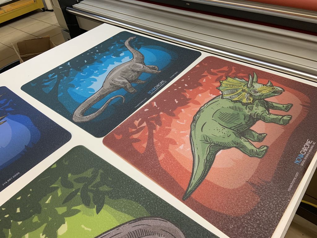 Novachrome's tweet photo. Floor mats? Counter mats? New materials being tested out at Novachrome. #novachrome #wbe #museums #Exhibition #historymuseum #travelingexhibit  #sciencemuseum #childrensmuseum #largeformat #printing #print #floorgraphics #signs #wideformat #digitalprinting https://t.co/YMTzfosEyv