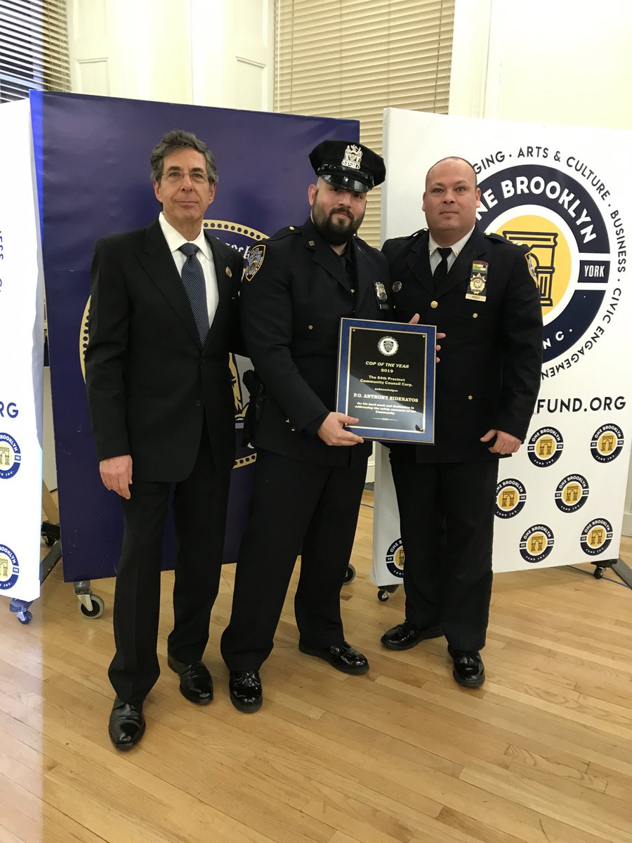 NYPD84Pct's tweet photo. Thanks to Officers Sideratos & Merslich for all that they do in #DowntownBrooklyn. It’s good to know that it’s these officers who patrol the #streetsofbrooklyn. It’s always a pleasure working with them and that’s why they have earned the title of Cop of the Year 2019. #earnedit https://t.co/t3KUhfC813