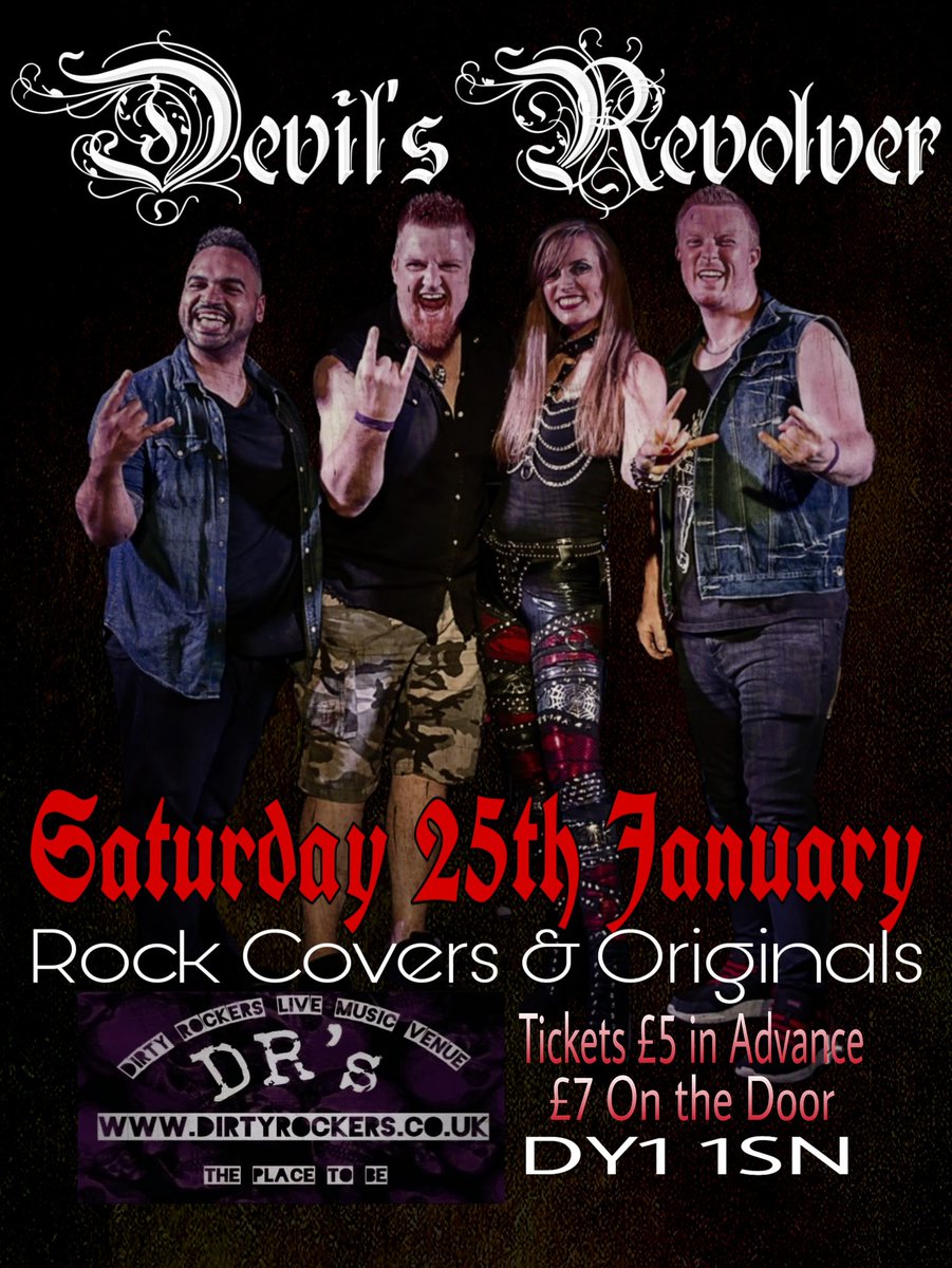 DevilRevolver's tweet image. This Saturday at Dirty Rockers Dudley .. Full Rock Covers Show DY1 1SN with a few cheeky originals.. @WhatsOnBrum @DevilRevolver @WhatsOnBMail