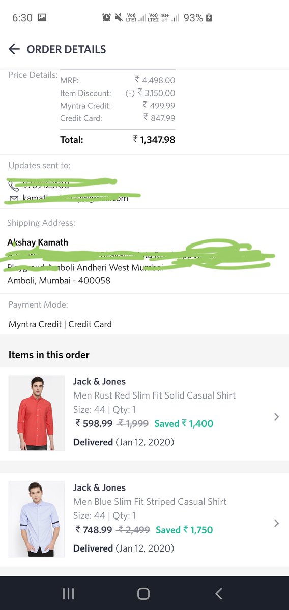 kamathaakshay's tweet photo. @myntra as per the screenshot the order is delivered but too whom? It's been over 10days and there is no resolution to the complaint raised. #Myntra #delivery #CustomerService #CustomerExperience #badcustomerservice #orderlost #lostbutnotfound @ANarayanan24 https://t.co/YcV3mvbixF