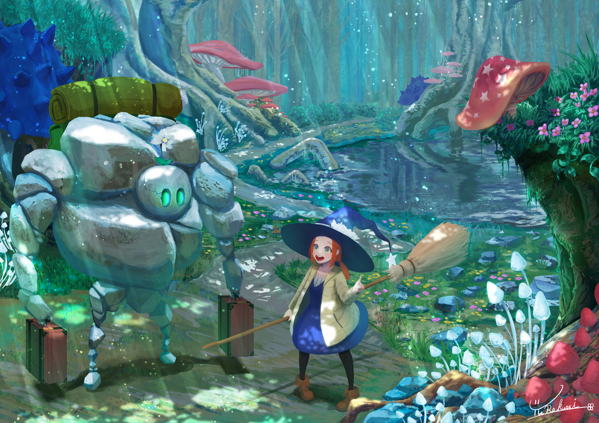 Twitter 上的 Yu楽彩 イラスト Live2d Jpn 魔女と ゴーレムと キノコの森 イラスト オリジナル 創作 ファンタジー 背景 風景 魔女 Photoshop Pixiv Url T Co Kraeg40wjy T Co Nbk0jflxms Twitter